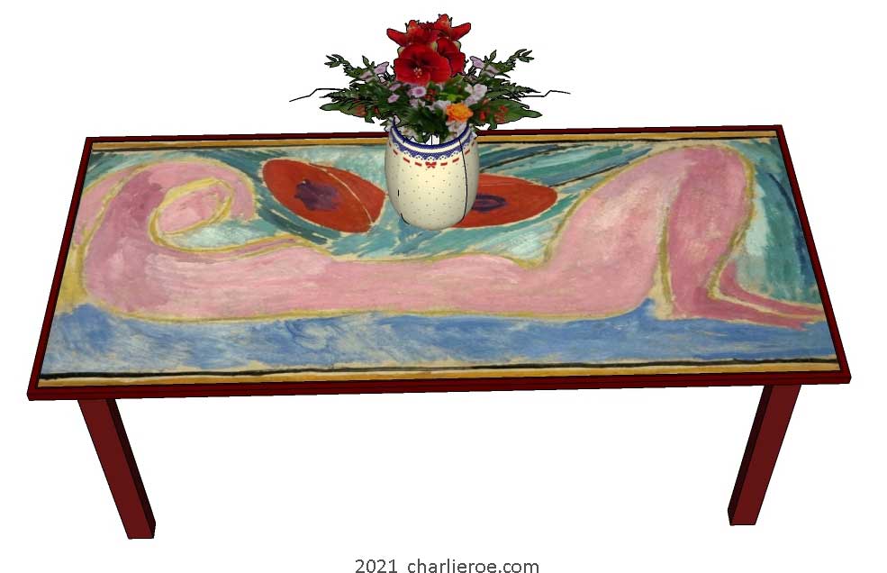 New Bloomsbury group flower panel design painted dining breakfast or coffee table