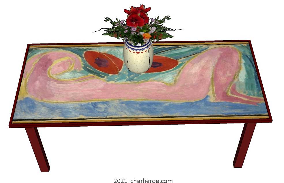 New Omega Workshops Bloomsbury group painted breakfast dining coffee table