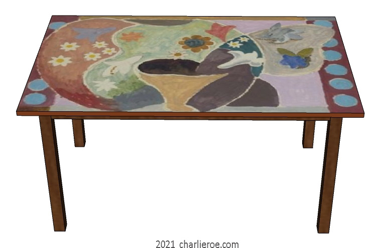 New Omega Workshops Bloomsbury group painted breakfast dining coffee table