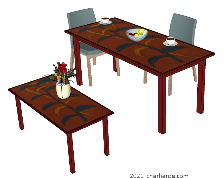 New Omega Workshops design painted dining breakfast table