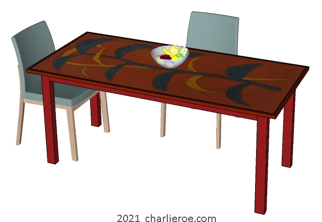 New Omega Workshops style painted dining breakfast table
