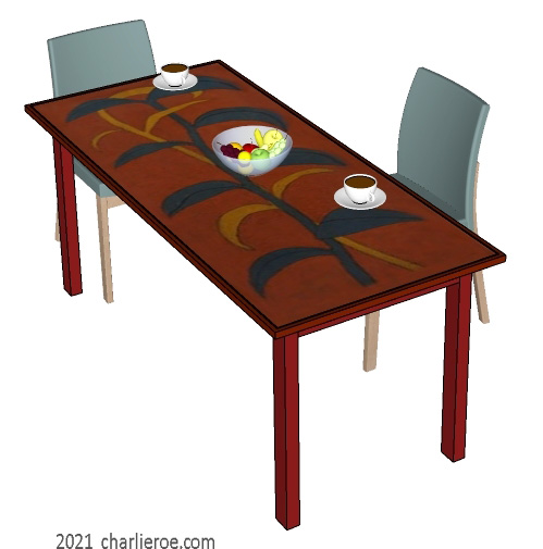 New Omega Workshops design painted dining breakfast table