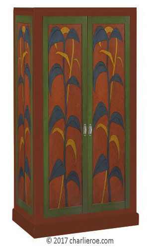 New Omega Workshops Bloomsbury group style painted 2 door wardrobe