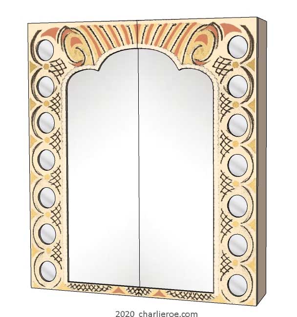 new Bloomsbury Group style painted 2 door wall mirror cupboard unit