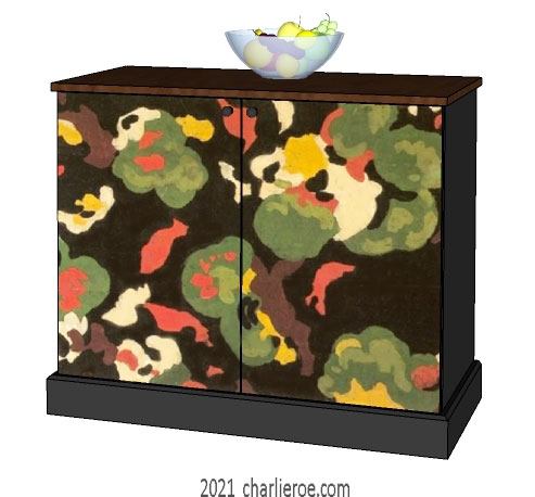 New Omega workshops - Duncan Grant's painted 'Lilypond' design used for a 2 door cabinet cupboard or sideboard