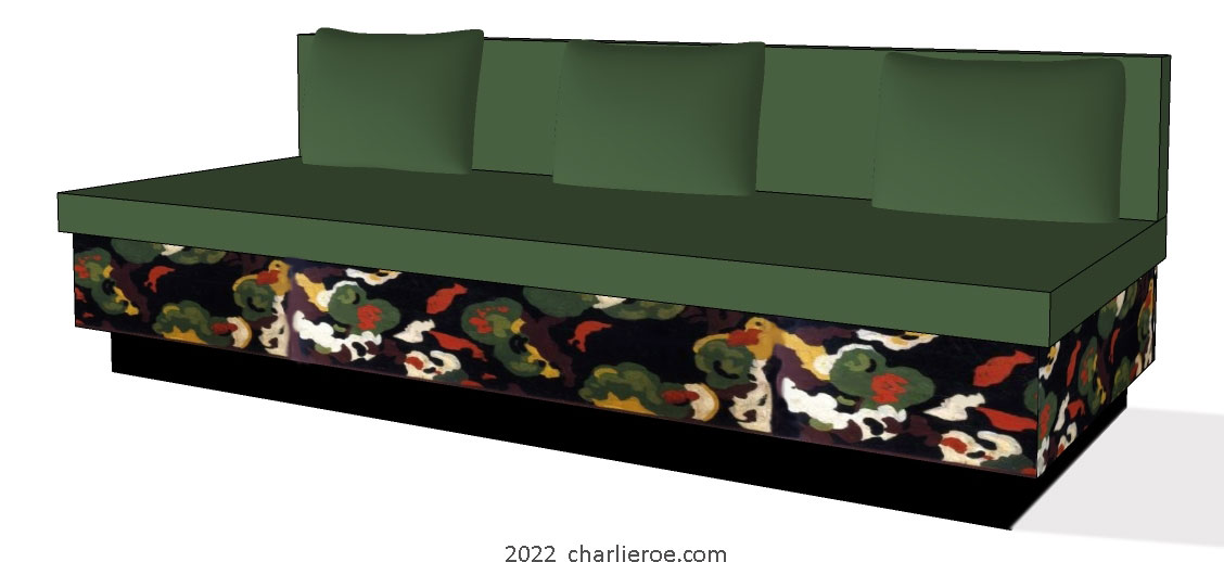 new Duncan Grants Lilypond design for Omega Workshops painted onto a sofa and matching side coffee table