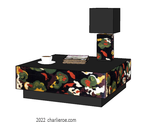 new Duncan Grants Lilypond design for Omega Workshops painted onto a matching side coffee table and table lamp
