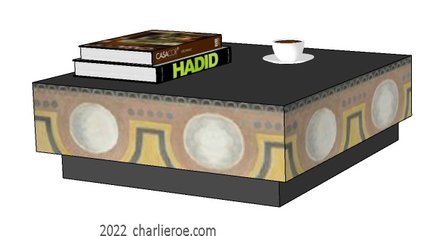 new bloomsbury style matching sofa side coffee table with painted border design