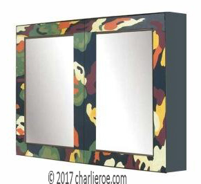 Omega Workshops Bloomsbury Group 'Lilypond' painted 2 door wall mirror cupboard unit