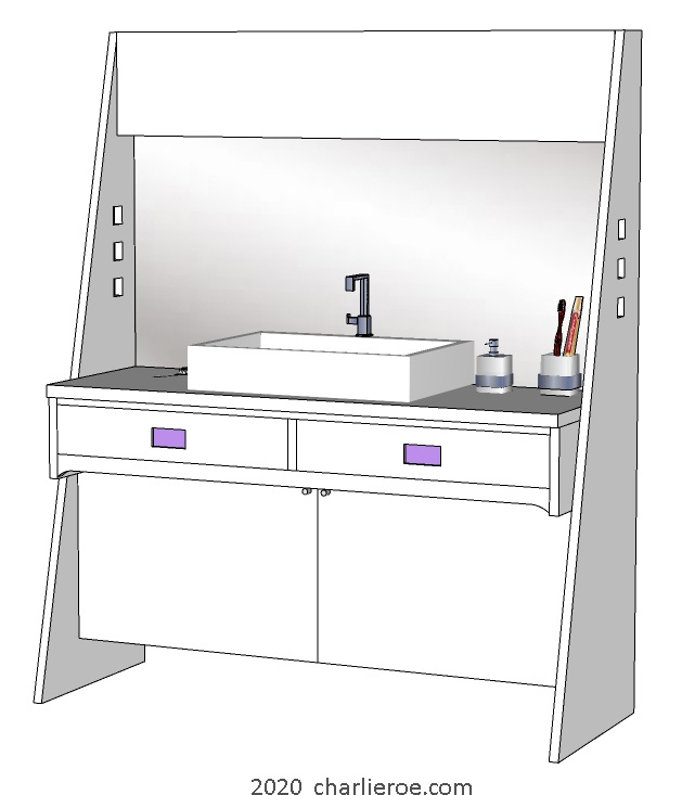 New CR Mackintosh freestanding bathroom vanity unit washstand in White lacquered painted finish