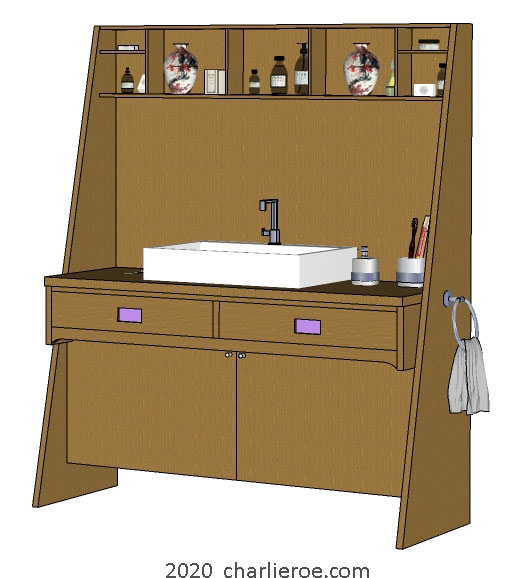 New CR Mackintosh freestanding bathroom vanity unit washstand in light to medium oak finish