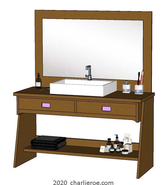 New CR Mackintosh dark oak wood finish freestanding bathroom vanity unit washstand