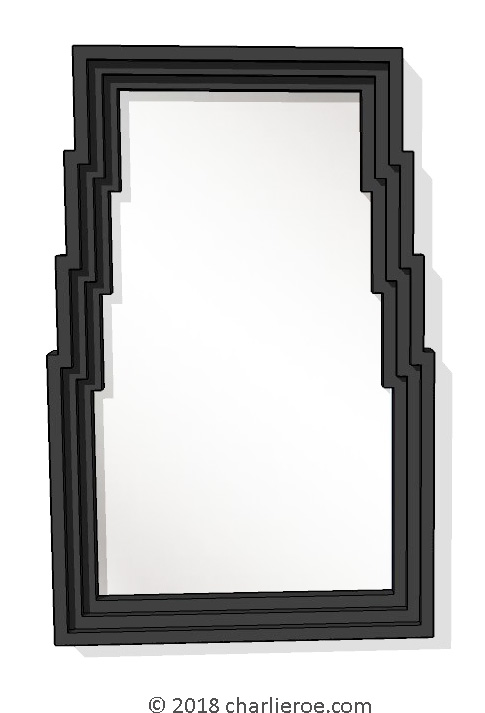 CR Mackintosh Derngate style black painted bathroom wall mirror