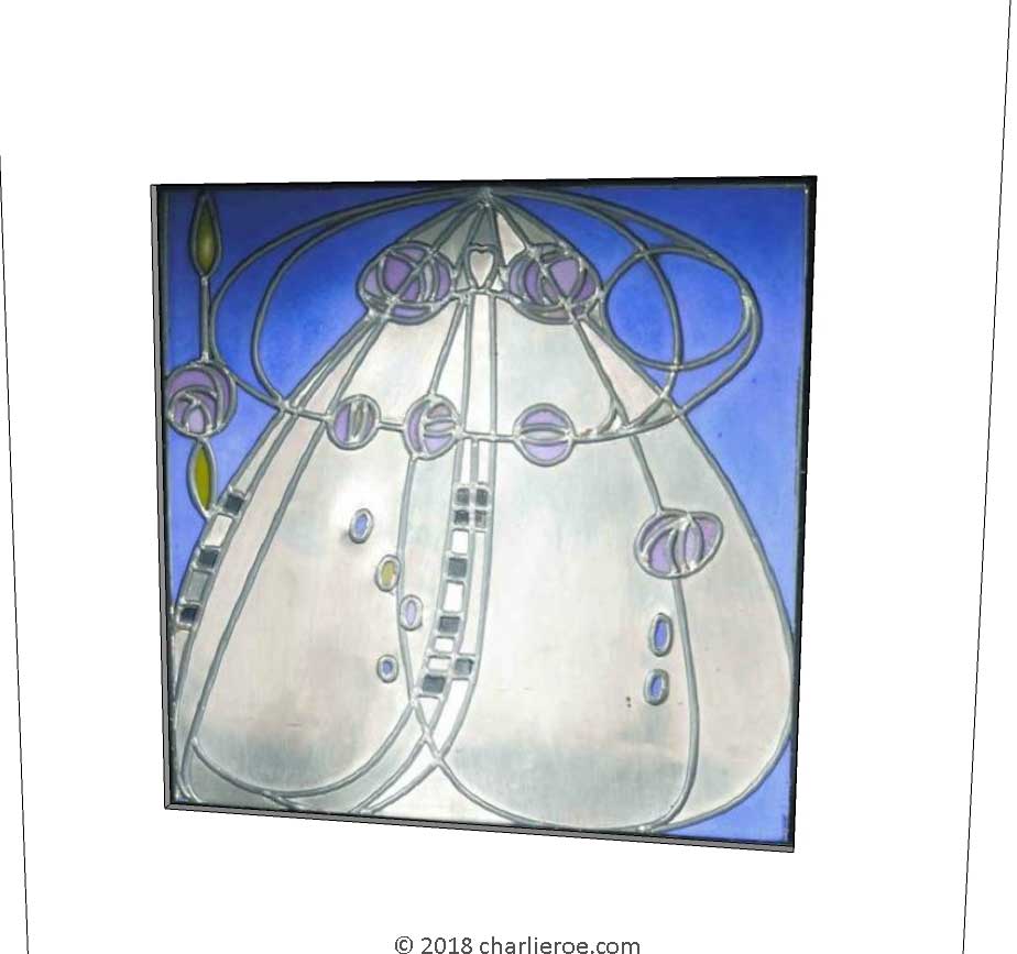 new CR Mackintosh silver lacquered painted 4 door bedroom wardrobes with stained glass panels