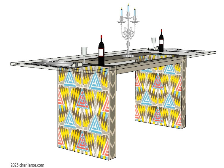 new CR Mackintosh lacquered painted dining table with decorative base panels