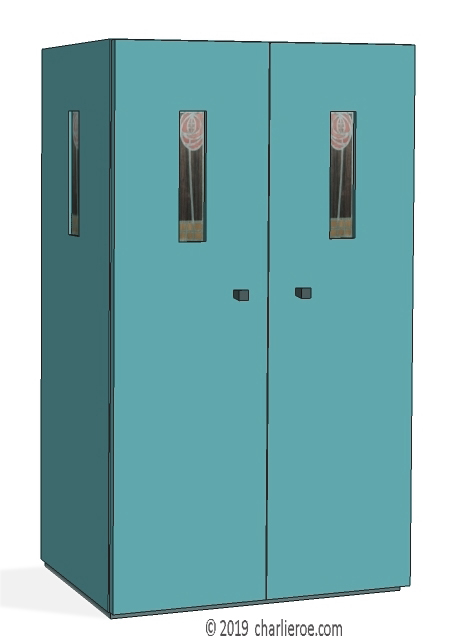 new CR Mackintosh painted tea room blue bookcase cupboard with marquetry veneer panels