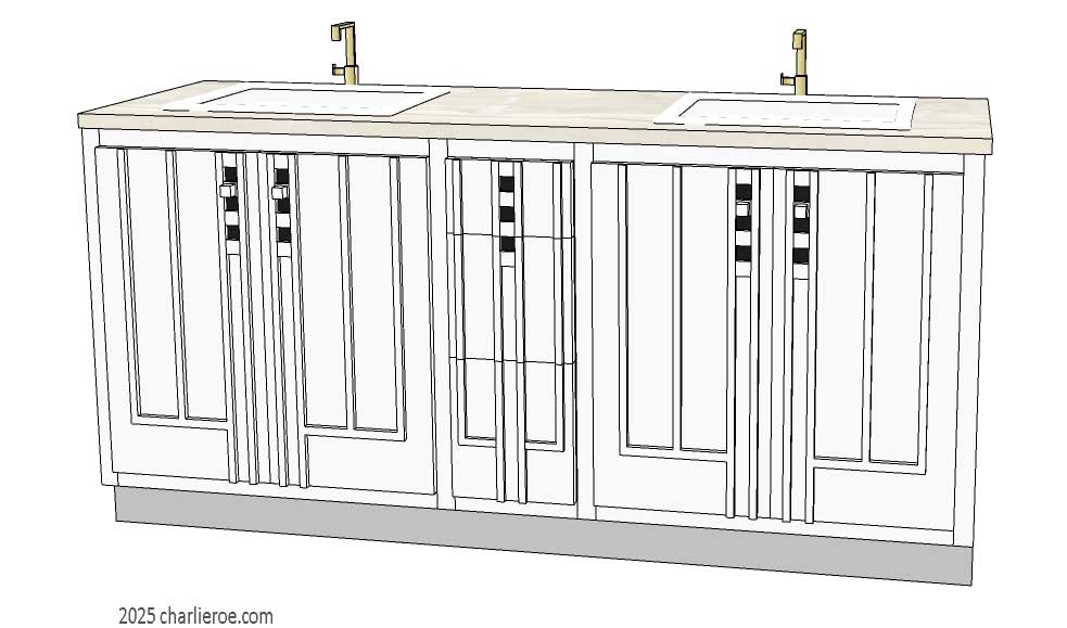new Charles Rennie CR Mackintosh style white painted 4 door 8 drawer cupboard, sideboard, desk, drinks cabinet