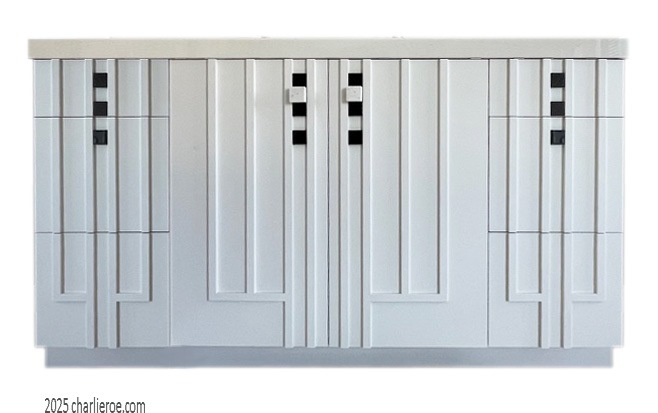 new Charles Rennie CR Mackintosh style white painted 2 door 6 drawer cupboard, sideboard, desk, drinks cabinet