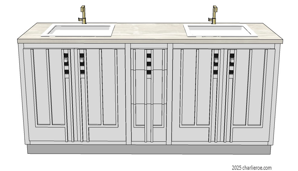 new Charles Rennie CR Mackintosh style white painted 4 door 3 drawer cupboard, sideboard, desk, drinks cabinet