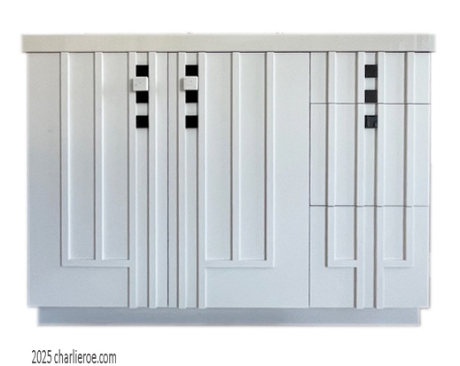 new Charles Rennie CR Mackintosh style white painted 2 door 3 drawer cupboard, sideboard, desk, drinks cabinet