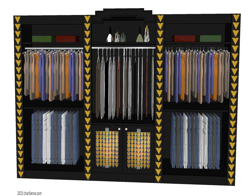 New Charles Rennie CR Mackintosh Derngate style ornate decorative painted bedroom closet