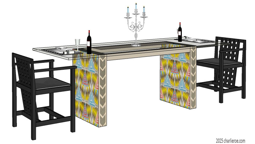 New Charles Rennie CR Mackintosh Derngate style ornate decorative painted dining table