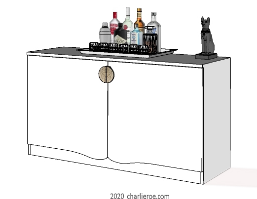 Charles Rennie CR Mackintosh style white painted 2 door cupboard sideboard drinks cabinet