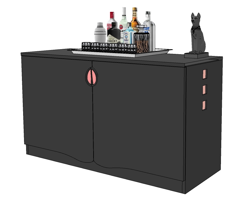 Charles Rennie CR Mackintosh style black painted 2 door cupboard sideboard drinks cabinet