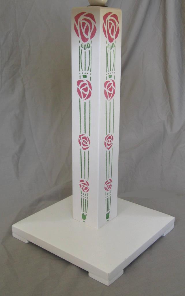 Charles Rennie Mackintosh style white painted rose lamp