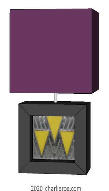 new Charles Rennie CR Mackintosh painted square table lamps with Derngate stained glass panels