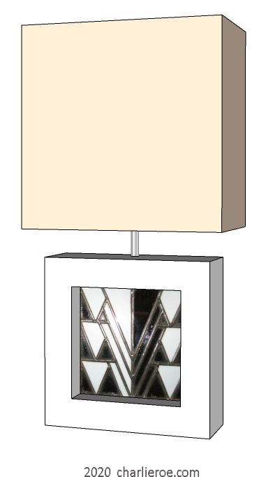 new Charles Rennie CR Mackintosh painted square table lamps with Derngate stained glass panels
