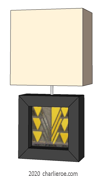 new Charles Rennie CR Mackintosh painted square table lamps with Derngate stained glass panels