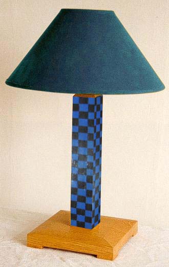 Charles Rennie Mackintosh Derngate style oak & painted table lamp