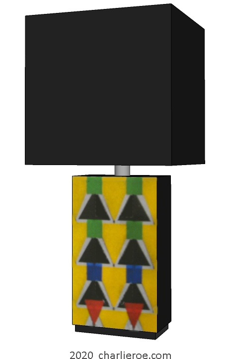 New Charles Rennie CR Mackintosh Derngate style painted table lamp