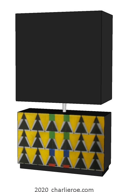 New Charles Rennie CR Mackintosh Derngate style painted table lamp