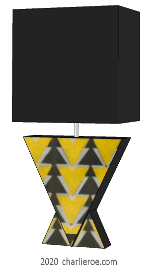 new Charles Rennie CR Mackintosh Derngate style painted table lamp