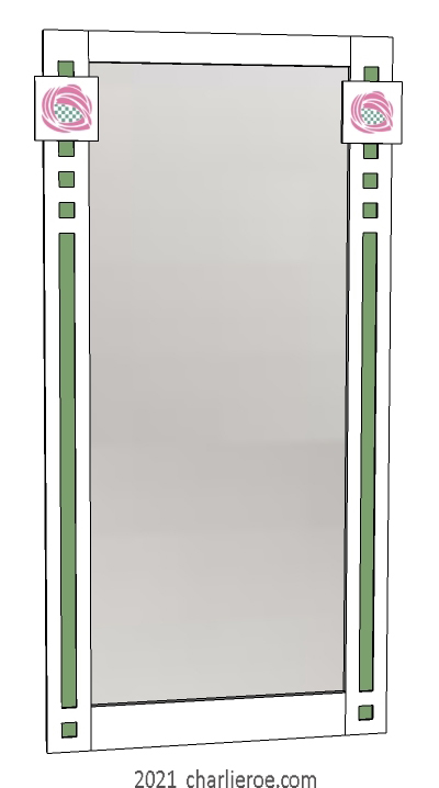 New Charles Rennie CR Mackintosh painted lacquered wooden wall mirrors with border squares