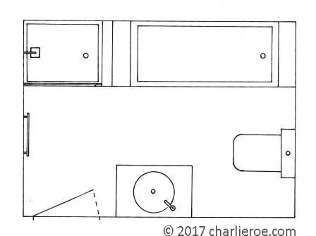 Piet Mondrian De Stijl style tiled bathroom plan