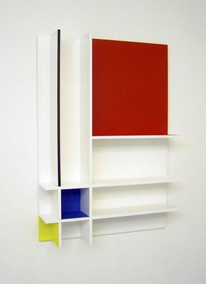 De Stijl style painted bathroom wall unit
