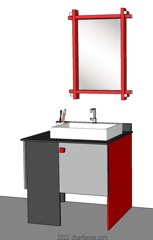 New Gerrit Rietveld De Stijl Movement style bathroom vanity unit table stand painted in typical De Stijl colours