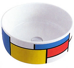 Piet Mondrian De Stijl painted bathroom sink basin