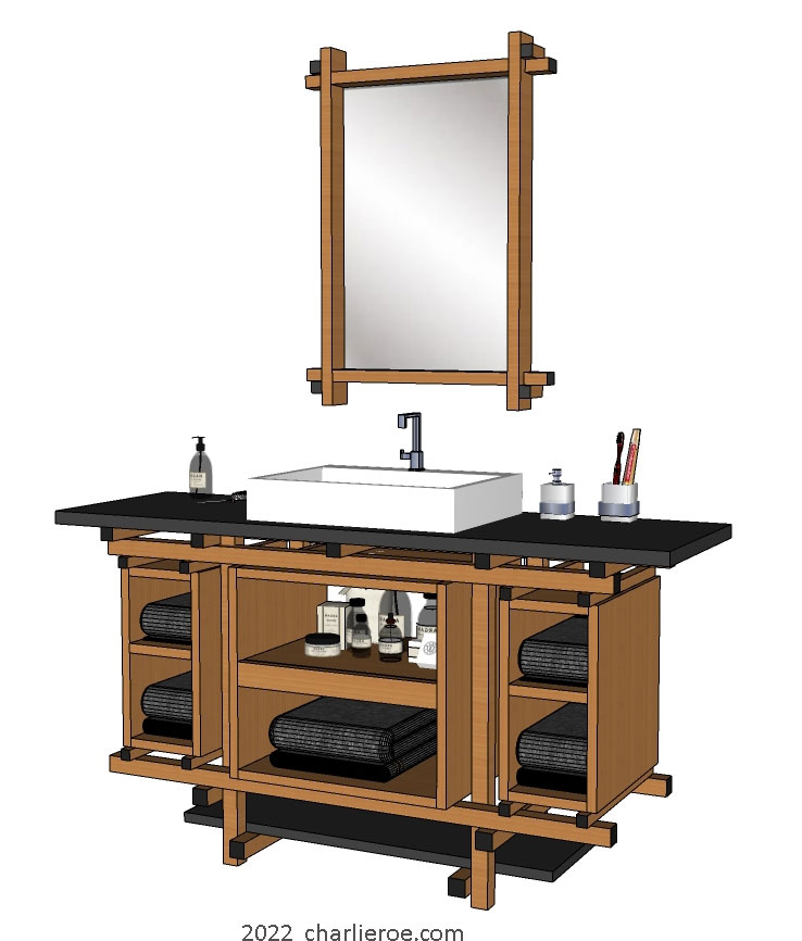 New Gerrit Rietveld De Stijl Movement Piet Mondrian style vanity unit painted in De Stijl colours with piet mondrian door design