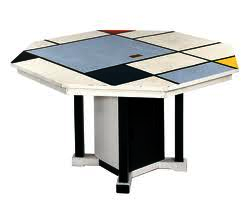 De Stijl style painted dining table