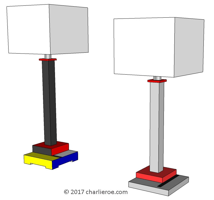 New Gerrit Rietveld De Stijl painted table lamps lights