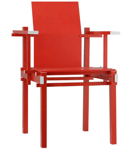 Gerrit Rietveld's De Stijl painted Red chair