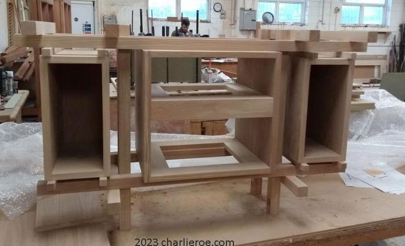 Construction of a new Gerrit Rietveld De Stijl large coffee table, TV stand or stereo unit