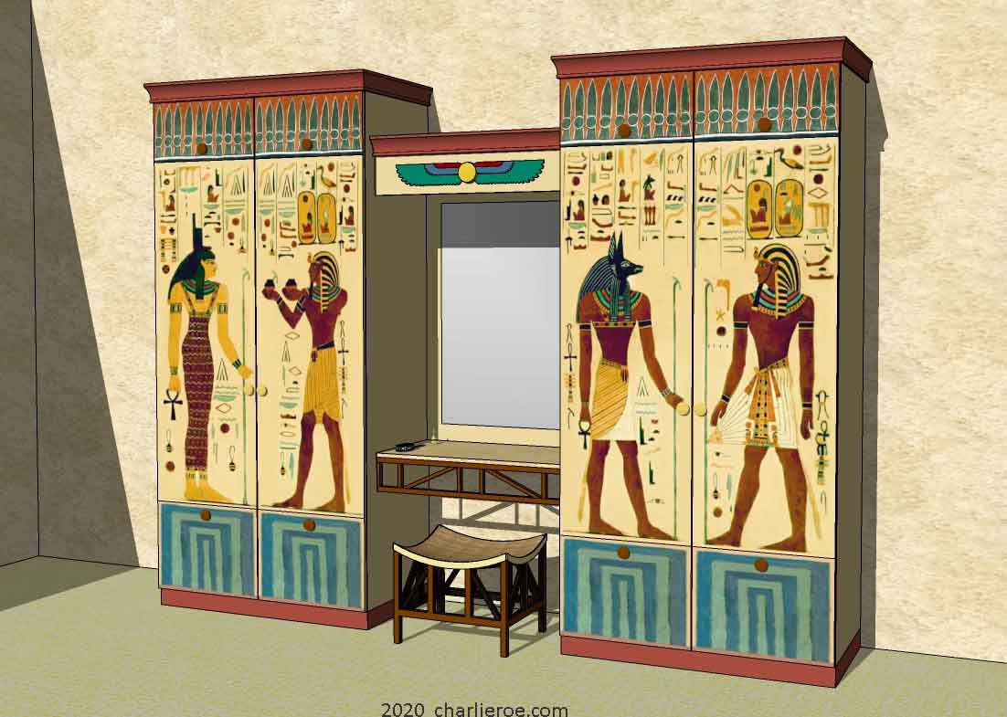 new ancient Egyptian Revival style painted wooden 1,2,3,4,5,6 door