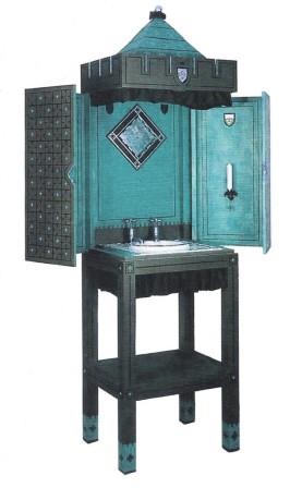 William Burges Gothic Revival style painted washstand vanity unit