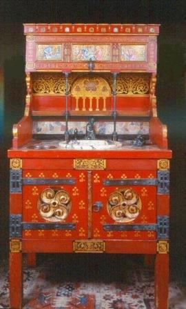 William Burges Gothic Revival 'Narcissus' washstand painted cabinet