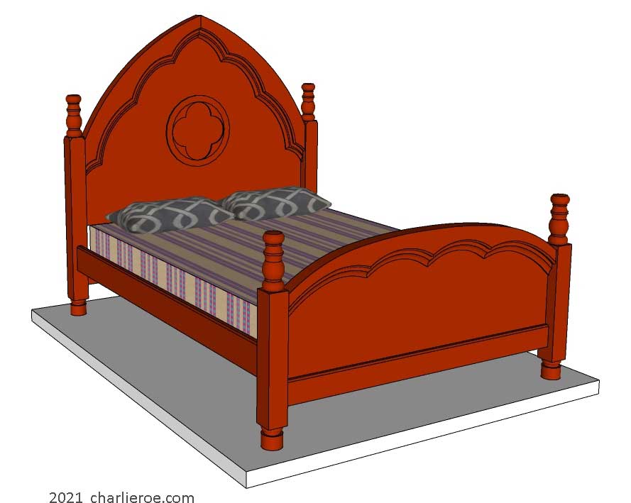 new Reformed Victorian Gothic Revival painted bed
